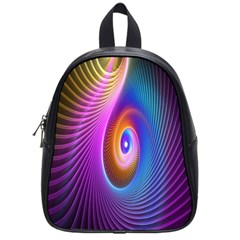 Abstract Fractal Bright Hole Wave Chevron Gold Purple Blue Green School Bags (small) 