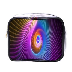 Abstract Fractal Bright Hole Wave Chevron Gold Purple Blue Green Mini Toiletries Bags