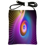 Abstract Fractal Bright Hole Wave Chevron Gold Purple Blue Green Shoulder Sling Bags Front