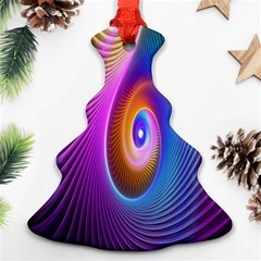 Abstract Fractal Bright Hole Wave Chevron Gold Purple Blue Green Ornament (christmas Tree)  by Mariart