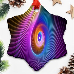 Abstract Fractal Bright Hole Wave Chevron Gold Purple Blue Green Snowflake Ornament (two Sides) by Mariart