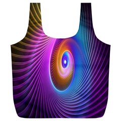 Abstract Fractal Bright Hole Wave Chevron Gold Purple Blue Green Full Print Recycle Bags (l)  by Mariart