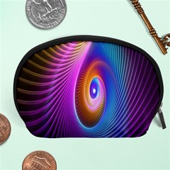 Abstract Fractal Bright Hole Wave Chevron Gold Purple Blue Green Accessory Pouches (large)  by Mariart