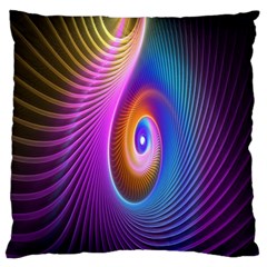 Abstract Fractal Bright Hole Wave Chevron Gold Purple Blue Green Large Flano Cushion Case (one Side) by Mariart