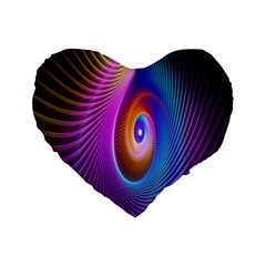 Abstract Fractal Bright Hole Wave Chevron Gold Purple Blue Green Standard 16  Premium Flano Heart Shape Cushions