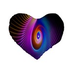 Abstract Fractal Bright Hole Wave Chevron Gold Purple Blue Green Standard 16  Premium Flano Heart Shape Cushions Front