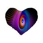 Abstract Fractal Bright Hole Wave Chevron Gold Purple Blue Green Standard 16  Premium Flano Heart Shape Cushions Back