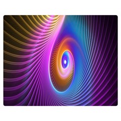 Abstract Fractal Bright Hole Wave Chevron Gold Purple Blue Green Double Sided Flano Blanket (medium) 