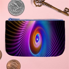 Abstract Fractal Bright Hole Wave Chevron Gold Purple Blue Green Large Coin Purse