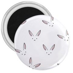 Bunny Line Rabbit Face Animals White Pink 3  Magnets by Mariart