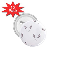 Bunny Line Rabbit Face Animals White Pink 1 75  Buttons (10 Pack) by Mariart