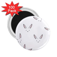 Bunny Line Rabbit Face Animals White Pink 2 25  Magnets (100 Pack)  by Mariart