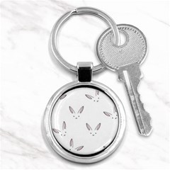 Bunny Line Rabbit Face Animals White Pink Key Chains (round)  by Mariart