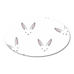 Bunny Line Rabbit Face Animals White Pink Oval Magnet