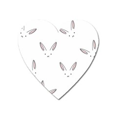 Bunny Line Rabbit Face Animals White Pink Heart Magnet by Mariart