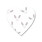 Bunny Line Rabbit Face Animals White Pink Heart Magnet Front