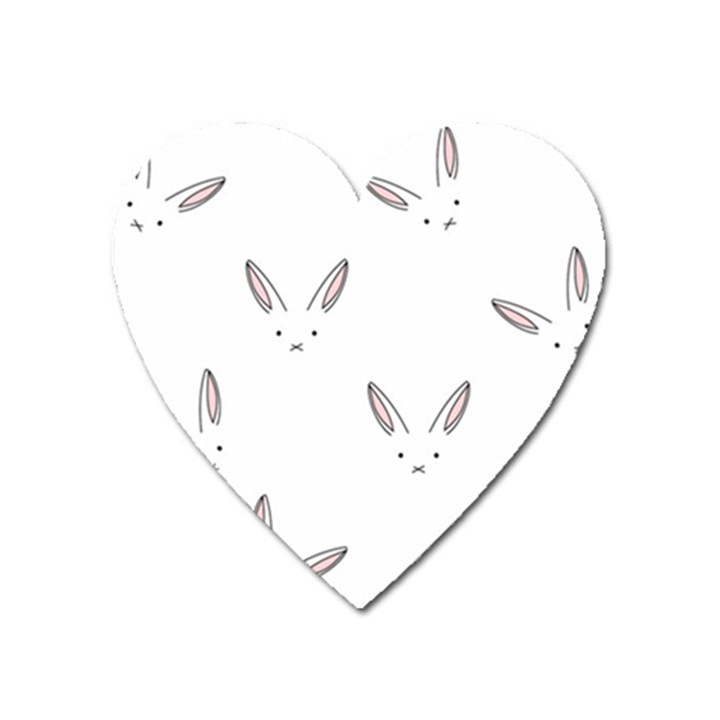 Bunny Line Rabbit Face Animals White Pink Heart Magnet