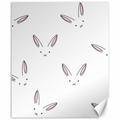 Bunny Line Rabbit Face Animals White Pink Canvas 8  X 10  by Mariart