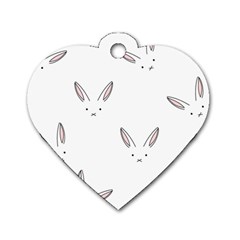 Bunny Line Rabbit Face Animals White Pink Dog Tag Heart (one Side) by Mariart