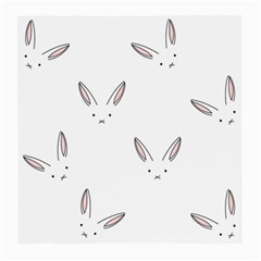 Bunny Line Rabbit Face Animals White Pink Medium Glasses Cloth (2-side) by Mariart