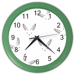 Bunny Line Rabbit Face Animals White Pink Color Wall Clocks by Mariart