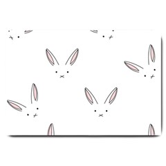 Bunny Line Rabbit Face Animals White Pink Large Doormat  by Mariart