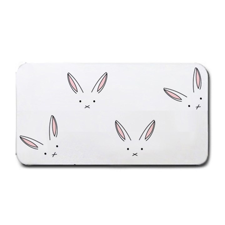 Bunny Line Rabbit Face Animals White Pink Medium Bar Mats