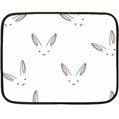 Bunny Line Rabbit Face Animals White Pink Fleece Blanket (mini) by Mariart