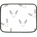 Bunny Line Rabbit Face Animals White Pink Fleece Blanket (Mini) 35 x27  Blanket