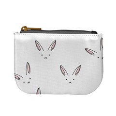 Bunny Line Rabbit Face Animals White Pink Mini Coin Purses by Mariart