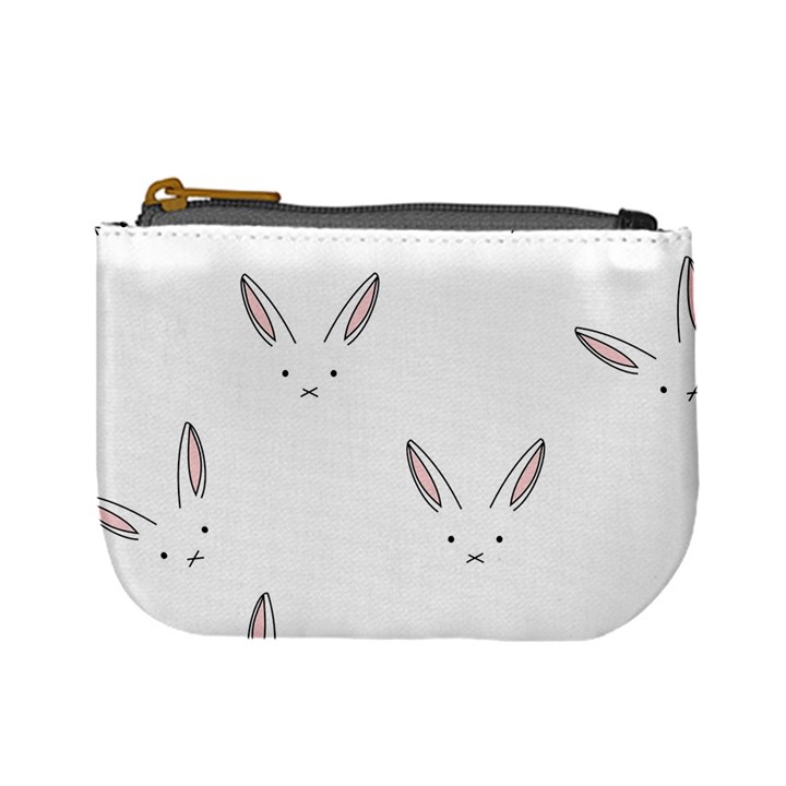 Bunny Line Rabbit Face Animals White Pink Mini Coin Purses