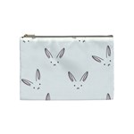 Bunny Line Rabbit Face Animals White Pink Cosmetic Bag (Medium)  Front