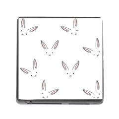 Bunny Line Rabbit Face Animals White Pink Memory Card Reader (square) by Mariart