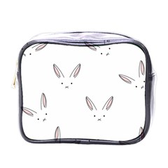 Bunny Line Rabbit Face Animals White Pink Mini Toiletries Bags by Mariart