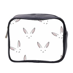 Bunny Line Rabbit Face Animals White Pink Mini Toiletries Bag 2-side by Mariart