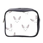 Bunny Line Rabbit Face Animals White Pink Mini Toiletries Bag 2-Side Front