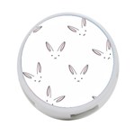 Bunny Line Rabbit Face Animals White Pink 4-Port USB Hub (Two Sides)  Front