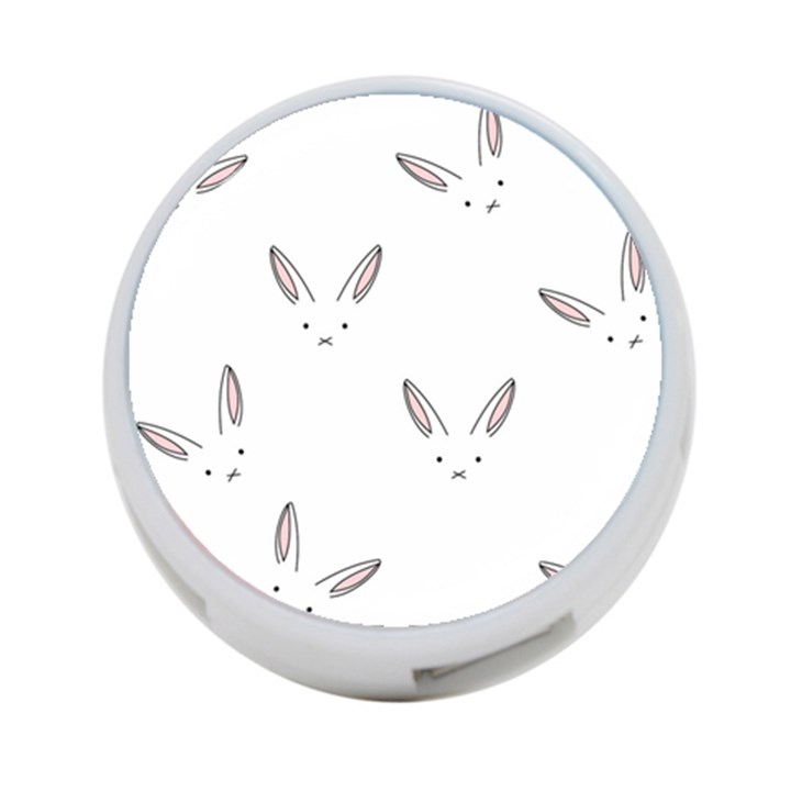 Bunny Line Rabbit Face Animals White Pink 4-Port USB Hub (Two Sides) 