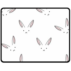 Bunny Line Rabbit Face Animals White Pink Fleece Blanket (medium)  by Mariart