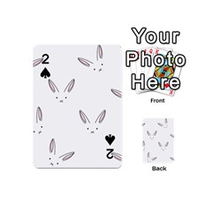 Bunny Line Rabbit Face Animals White Pink Playing Cards 54 (mini)  by Mariart