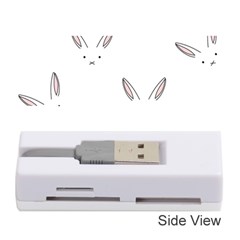 Bunny Line Rabbit Face Animals White Pink Memory Card Reader (stick)  by Mariart