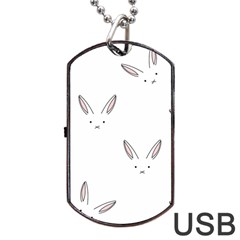 Bunny Line Rabbit Face Animals White Pink Dog Tag Usb Flash (two Sides)