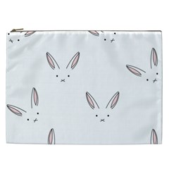 Bunny Line Rabbit Face Animals White Pink Cosmetic Bag (xxl)  by Mariart