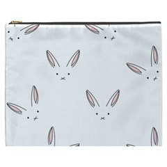 Bunny Line Rabbit Face Animals White Pink Cosmetic Bag (xxxl)  by Mariart