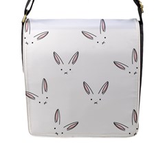 Bunny Line Rabbit Face Animals White Pink Flap Messenger Bag (l)  by Mariart