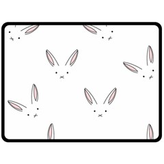 Bunny Line Rabbit Face Animals White Pink Double Sided Fleece Blanket (large)  by Mariart