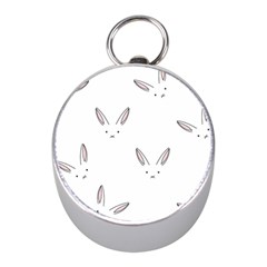 Bunny Line Rabbit Face Animals White Pink Mini Silver Compasses