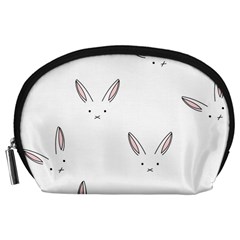 Bunny Line Rabbit Face Animals White Pink Accessory Pouches (large)  by Mariart