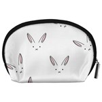 Bunny Line Rabbit Face Animals White Pink Accessory Pouches (Large)  Back