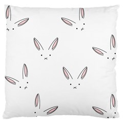 Bunny Line Rabbit Face Animals White Pink Large Flano Cushion Case (one Side) by Mariart